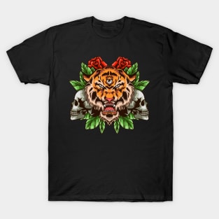 The Wild Tiger with Skull T-Shirt